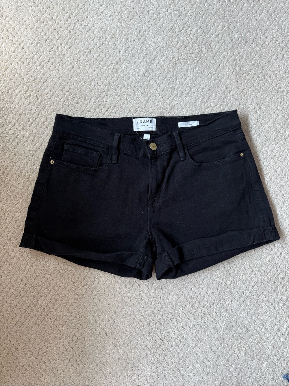 Frame Denim Le Cutoff black denim shorts size 27
